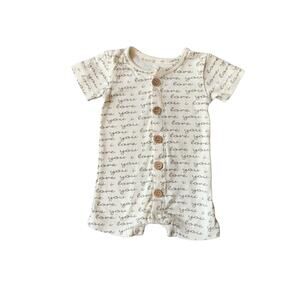 Cat & Dogma Organic Cotton I Love You Shortie Henley Romper